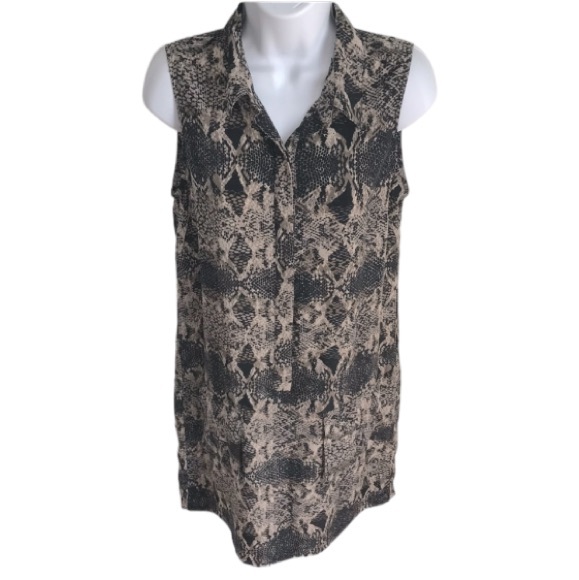 🔴 4/$15 BR tan & black snakeskin print sleeveless shirtdress in size 2 in EUC - Picture 11 of 15